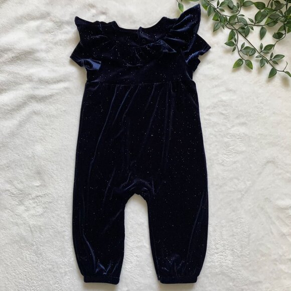 George Baby Toddler Velvet 1-Piece Romper 12-18M | Navy Sparkle Special EUC - Picture 11 of 16